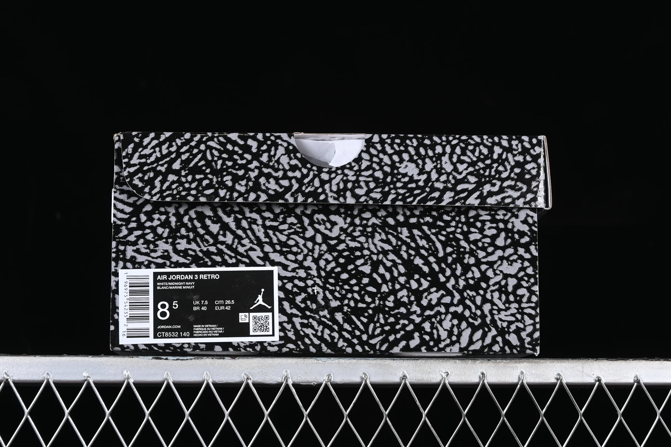 All categories Air Jordan Jordan series basketball shoes Air Jordan 3 foreign trade version Air Jordan 3 Retro "Midnight Navy" AJ3 Joe 3 midnight blue cement color CT8532-140